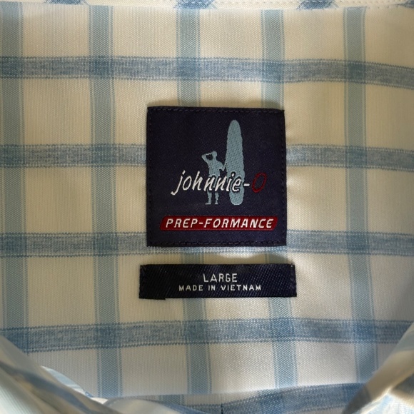 Johnnie-O Prep-Formance Gobi long sleeve shirt blue white Large - Picture 9 of 16